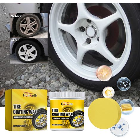 Car tire shine compound, used for tire retreading, cleaning, stain removal, brightening, anti-aging, and polishing -- 100g + sponge (1/5)