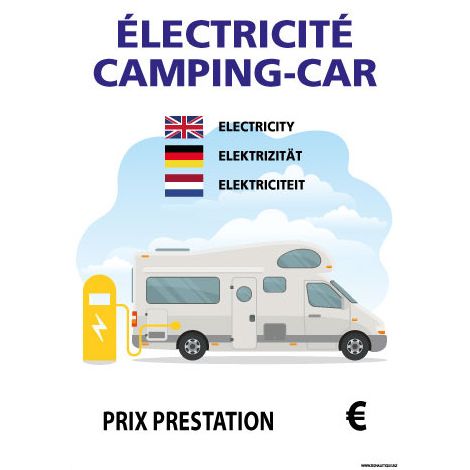 PANNEAU ELECTRICITE CAMPING-CAR PERSONNALISABLE (H0455) - Adhésif - 75 x 105 mm