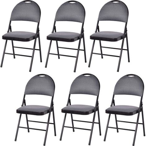 Set of 6 Folding Fabric Chair Padded Kitchen Dining Seat Portable Guest Chair (1/5)