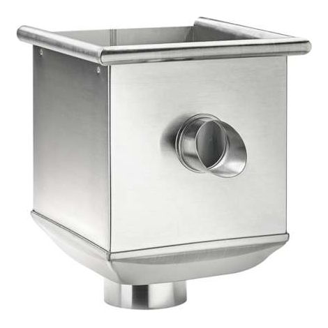 GRÖMO ZINK Wasserfangkasten TITANZINK ø100 kubisch, exzentrisch und Überlauf 240x240x283, 62733 (1/2)