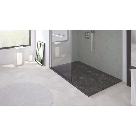 ONDEE - Plato de ducha NOLA 3 - Puede cortarse - 90x140x3cm - Resina - Terrazo negro (1/5)