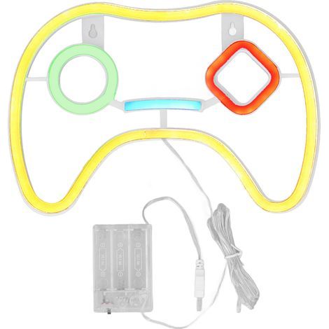 LED neon sign-shaped game controller, 11 inches x 7.5 inches, safe ABS PVC battery, USB powered, for bedroom party (1/5)