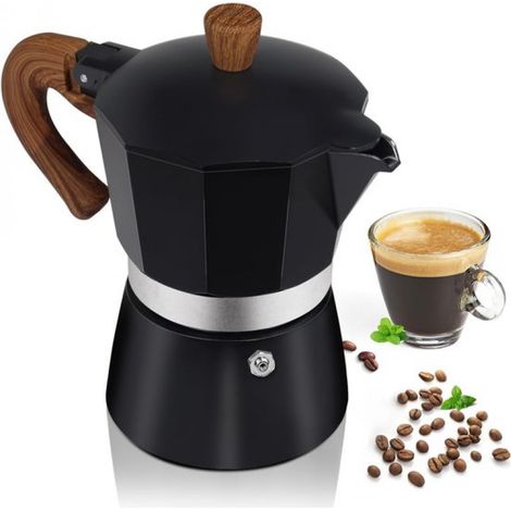 Cafetière italienne Moka en aluminium pour 3 tasses – Cafetière italienne classique à poser sur la cuisinière – Convient pour la préparation de café italien et cubain – Pour la maison et le camping – (1/5)