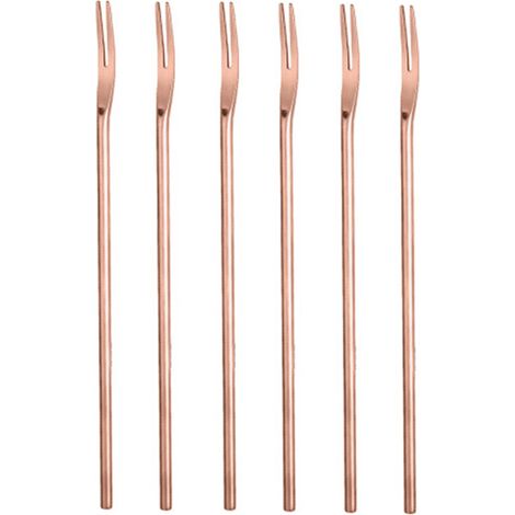 Fourchettes à desserts et fruits en acier inoxydable 30 cm (11,8 pouces), fourchettes à cocktail et à apéritif en acier inoxydable, lot de 6 (1/5)