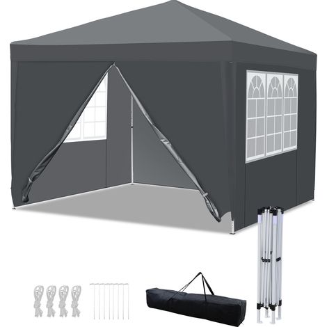 TolleTour 3x3 m Faltpavillon wasserdicht – Pavillon faltbar mit Tragetasche, Gartenzelt & Partyzelt für Garten, Camping & Outdoor, Grau (1/5)