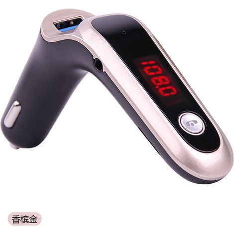 CRA S7 Car Bluetooth MP3 Player, Car Bluetooth MP3 Hands-free S7 Car FM Transmitter - Gold (1/3)