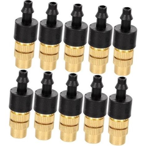 Lot de 10 Buses de Micro-brumisation Réglables en Cuivre Abs, Capacité 10 Litres/heure, Embouts Anti-obstruction pour Arrosage Jardin Raccords pour Tuyau et Filtre (1/4)
