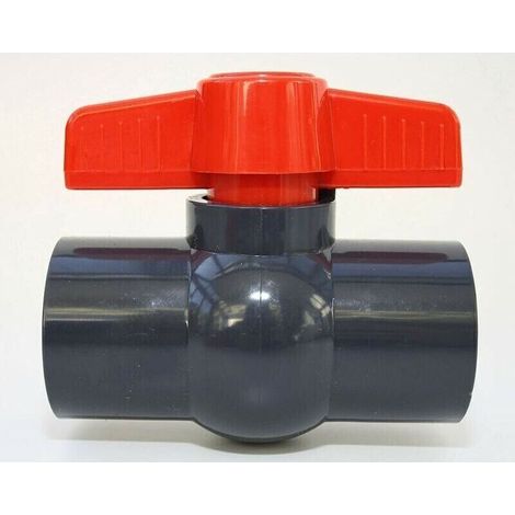 50 mm ball valve with 2 adhesive 1 1/2" PVC sleeves, U 10 bar - (1/4)