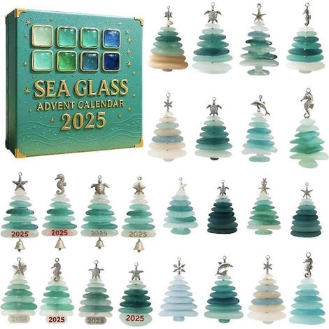 Calendario de Adviento de Navidad 2D de acrílico con 24 días de cristal marino para decoración de ventanas y paredes. (1/5)