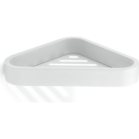 Portaoggetti angolare per doccia da muro in ottone, acciaio inox AISI 304 e Cromall 3283 Gedy serie OUTLINE Bianco Opaco