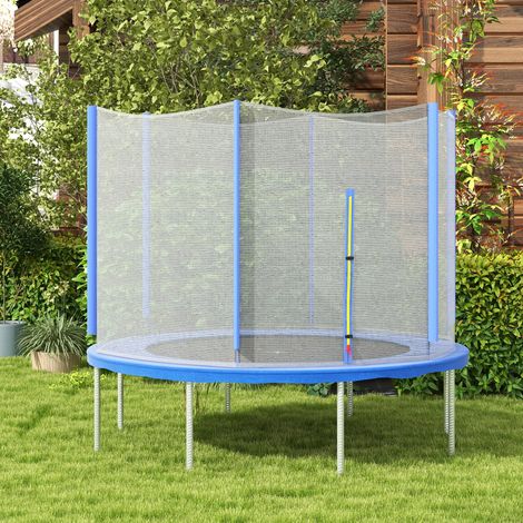 Rete di sicurezza per trampolino Ø305 cm per uso esterno con 6 pali, anti-UV e porta con cerniera, blu e nera