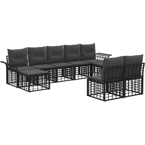 Outdoor-Sofagarnitur 9 pcs Schwarz und Dunkelgrau Polyester vidaXL