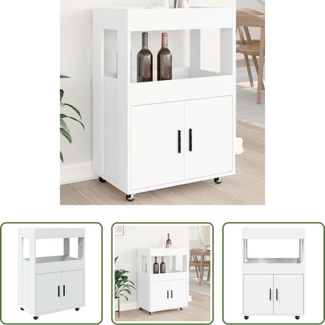 Chariot de cuisine - Chariot de bar blanc 60x39,5x89 cm bois d'ingénierie (1/5)