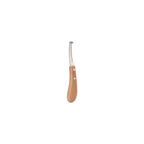 Cuchillo para cascos de caballo: hoja recta de acero al carbono, diseño ergonómico para zurdos, herramienta profesional para el recorte de cascos equinos.