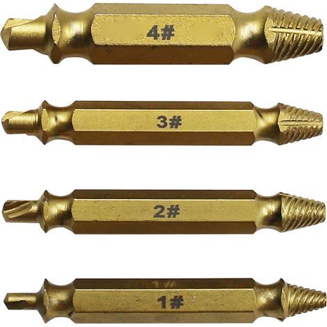 Extracteur de Vis,Extracteur de Vis Cassée,Extracteur de Vis Endommagées,Extracteur de Vis Casse,Extracteurs de Vis,pour Retirer Facilement de Goujon Abimées et Boulon Endommagées,4 Pièces