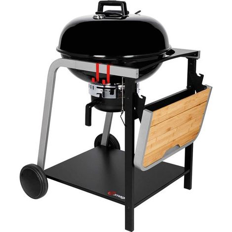 Barbecue à charbon boule Montana 57 cm – Acier émaillé – Surface de cuisson pour 12 convives – Chariot stable avec tablette rabattable – Somagic Barbecues