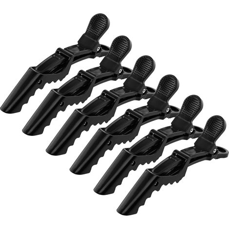 Pinzas para el cabello con forma de cocodrilo para peluquería E-06, 6 unidades. (1/2)