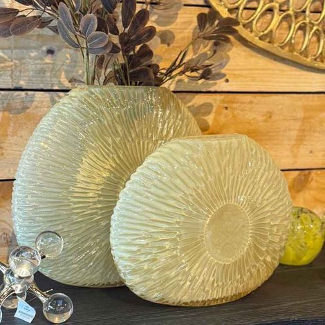 Vase Concha verre jaune 24x10x33cm (1/4)