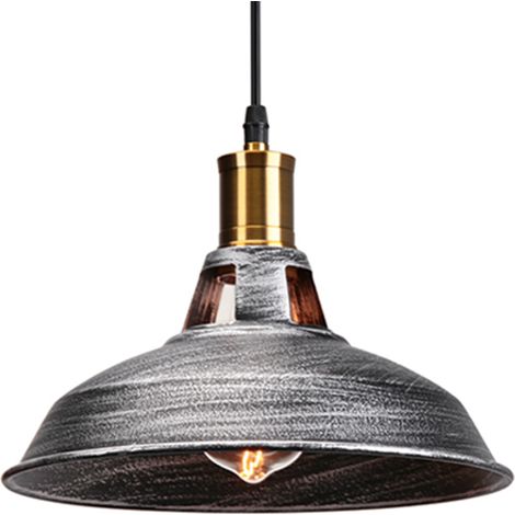 Pendant Ligh Retro Metal Hanging Ceiling Light Adjustable Height for Living Room Restaurant Porch Ø 27cm Silver