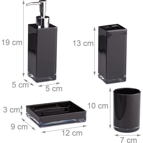 Set de 4 accesorios de baño modernos, prácticos y fáciles de limpiar de plástico blanco 130005368 (1/2)