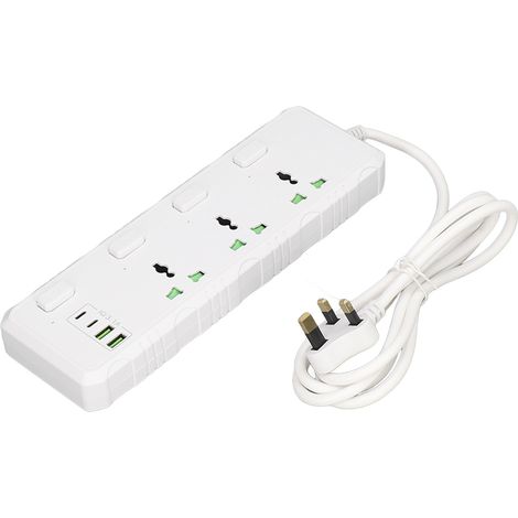 Prise multiple TB-T29, multiprise tactile sécurisée avec ports USB et PD intégrés, fiche standard UK blanche, tension 110-265V, compacte et polyvalente (1/5)