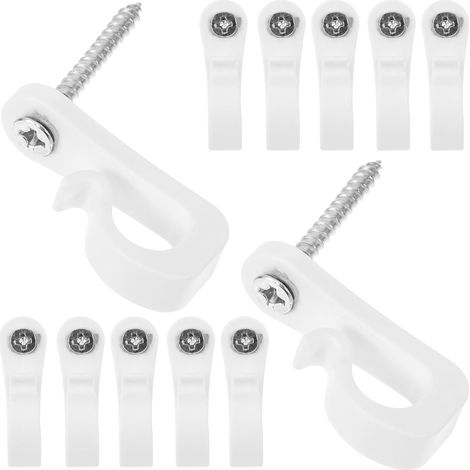 20 crochets à vis, plastique, blanc, pour suspension et mur (1/5)