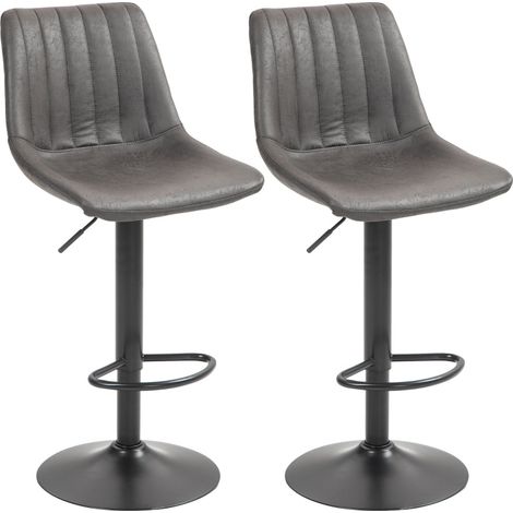 CHICFURN Lote de 2 taburetes de bar retro 43 x 46,5 x 89-110 cm de metal gris oscuro (1/5)
