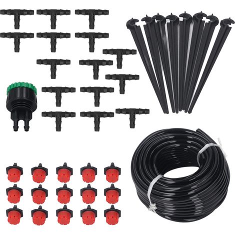 Kit d'irrigation goutte à goutte automatique 15m, tuyau 4/7mm pour plantes en pot, serre et jardin