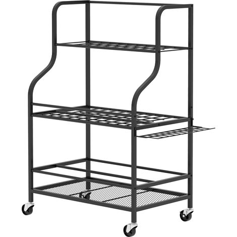Support de rangement jardin 3 étages 40 kg 77x40x97cm Noir