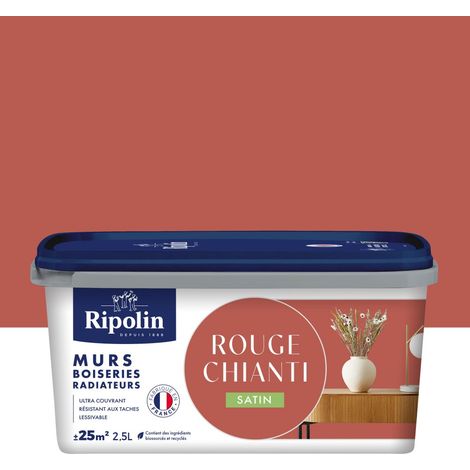 RIPOLIN Innenfarbe für Wände/Holz/Heizkörper, seidenmatt, Chianti-Rot, 2,5 Liter RIPOLIN