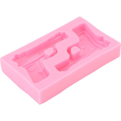 3D-Silikonformen in Form einer Waffe, Pistole, zur Herstellung von Kuchen, Pralinen und Bonbons (rosa). (1/5)