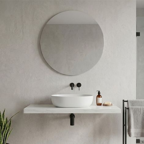 Mensolone bagno 120 cm in legno effetto marmo bianco carrara Levia (1/5)
