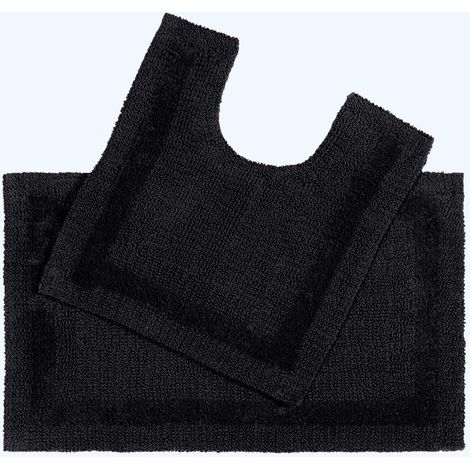 HOMESCAPES 2-tlg. Badgarnitur schwarz aus 100% Baumwolle