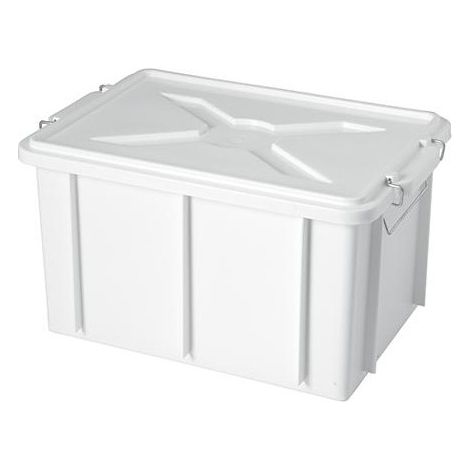 CONTENITORE CON COPERCHIO CM. 35x25x20H BIANCO mod. BOX GIGANPLAST (1/4)