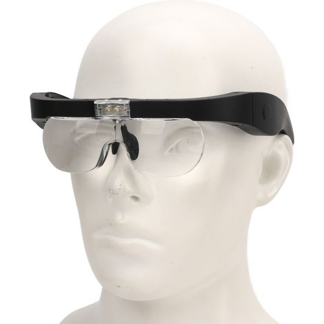 Loupe frontale, lumière blanche LED réglable, 4 lentilles interchangeables, loupe à fixer sur la tête pour la réparation de montres, les loisirs créatifs (1/5)