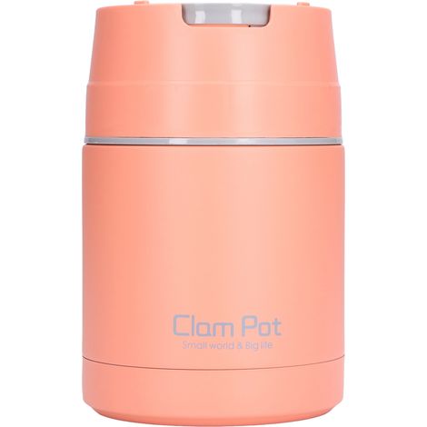 Boîte alimentaire isotherme 800ml en acier inoxydable 304, double paroi sous vide, avec cuillère pliante orange (1/5)