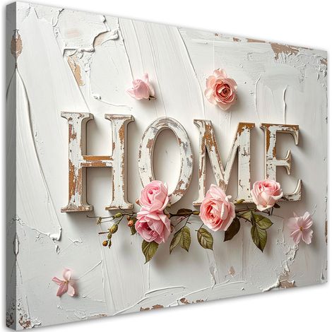 Quadro su tela, Insegna casa Rose Tipografia Shabby Chic, 30x20 (1/5)