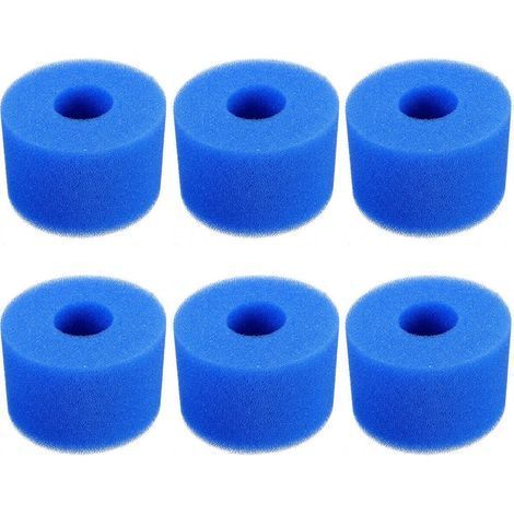 6 Pièces Filtre Piscine, Cartouche de Filtre en Mousse, Mousse pour Filtre Piscine, Réutilisables et Lavables, Filtre en Mousse pour Spa, Piscine (1/5)