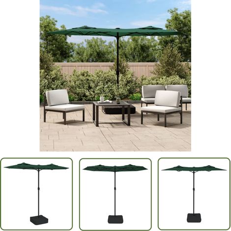 The Living Store Parasol de jardin à double tête vert 316x240 cm - Parasol De Jardin - Parasol Double Tête - Parasol Vert - Parasol Résistant Aux UV - Parasol Pliable (1/5)