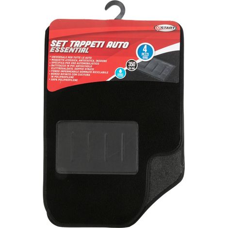 Set 4 pz. tappeti auto neri universali in moquette
