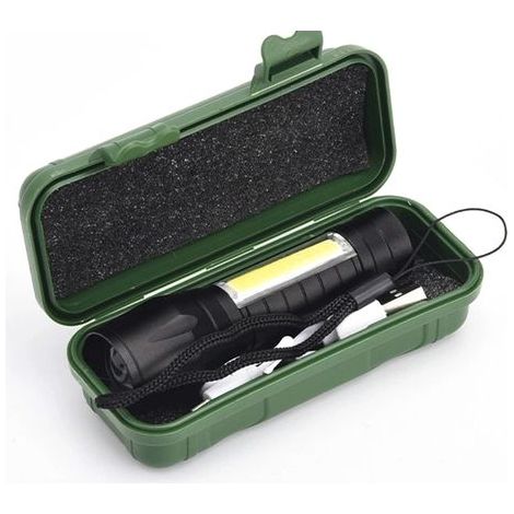 COB Flashlight Aluminum Telescopic Zoom Super Bright Waterproof Portable Mini Flash Light for Outdoor (1/5)
