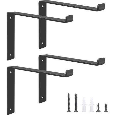 Lot de 4 supports d'étagère en métal, 20 cm, industriel, noir (1/5)