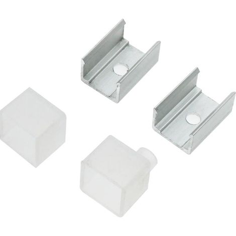 IluminaShop - Pack 2 Tapones y 2 Grapas para Funda de Silicona para Tiras 16X16 mm