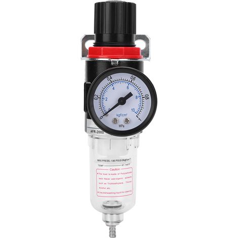 Manomètre de pression pour filtre à air BSP 1/4 pouce avec support, 0-10 bar, compatible avec une alimentation électrique.