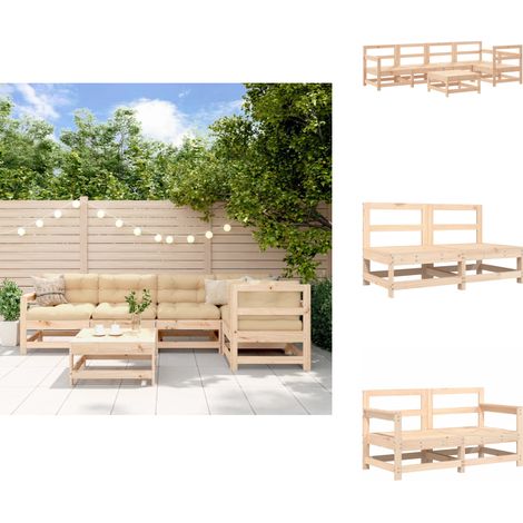 6-tlg. Garten-Lounge-Set Massivholz Kiefer - Gartensessel - Gartenloungeseset - Rattan Möbel - Kiefernholzmöbel - Outdoor Furniture (1/5)