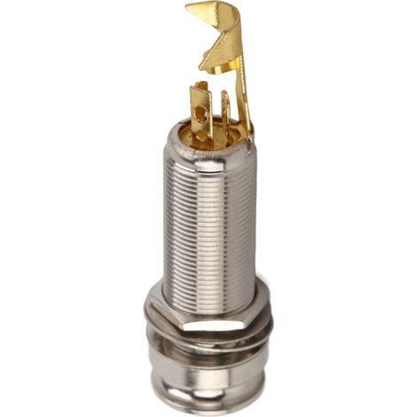 Prise Jack stéréo en cuivre pour guitare électrique, ukulélé et micro, finition argent ou or, embase à souder (1/5)