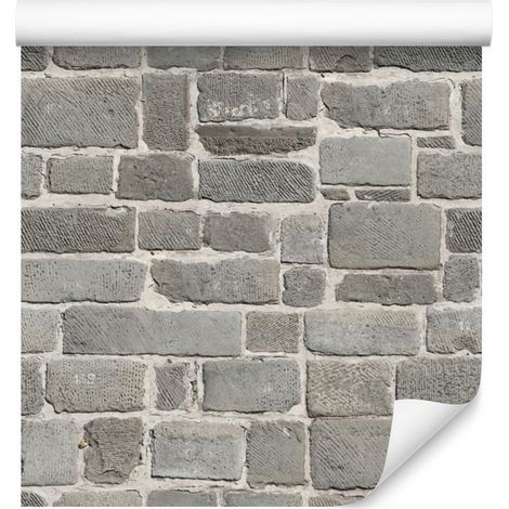 Carta da parati effetto muro di mattoni grigi per soggiorno e camera da letto, 50x1000 cm (1/5)