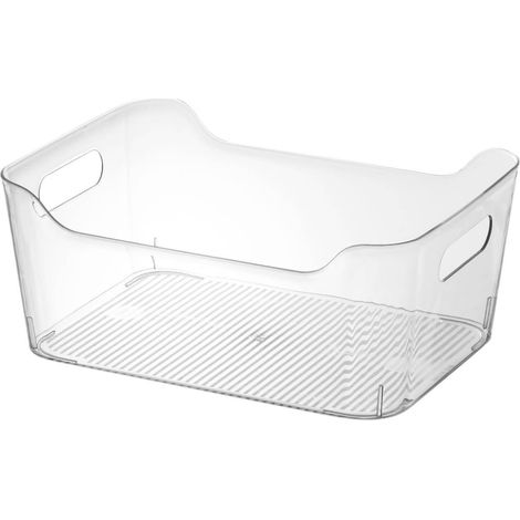 Boîte De Rangement En Plastique - Hauteur Élevée Avec Poignées - Pour Salle De Bain Vanité Organisation De Maquillage - Sur Plan De Travail Armoire Et Placard - 1 Pièce (1/3)