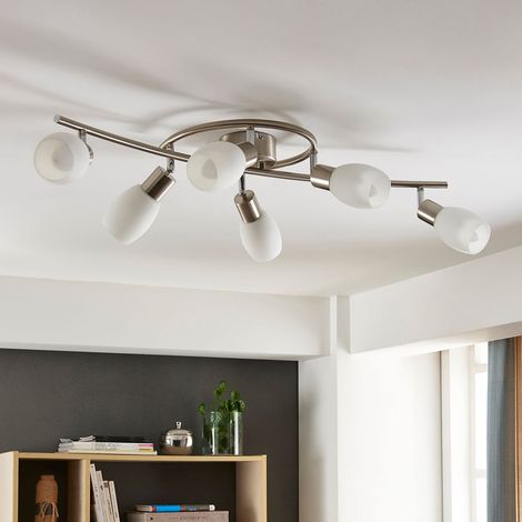[GEBRAUCHT] B-Ware Lindby Deckenleuchte Strahler Arda Glas Nickel E14 sechsflammig Wohnraum Beleuch