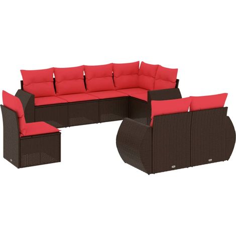 Maison Exclusive - 8-teiliges Gartensofa-Set mit Kissen, braun, P